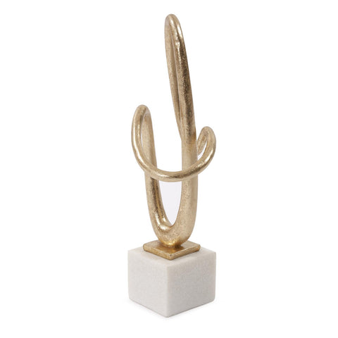 Continuous Flow Sculpture Gold/Marble Base