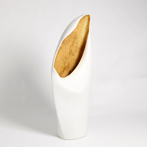 Cowl Table Lamp Large White/Gold Leaf