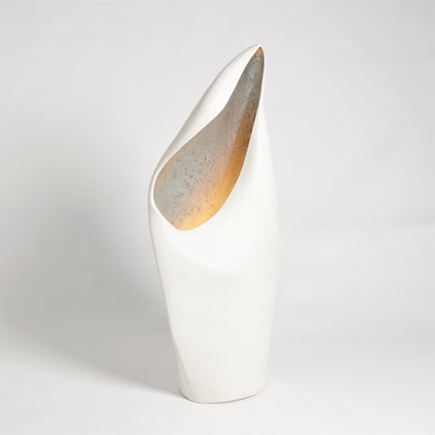 Cowl Table Lamp Large White/Silver Leaf