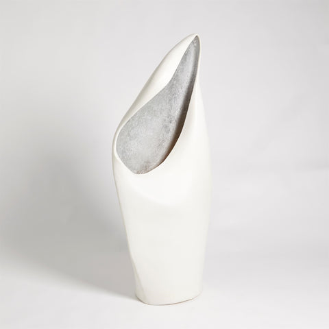 Cowl Table Lamp Large White/Silver Leaf