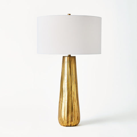 Chased Table Lamp Round Antique Brass