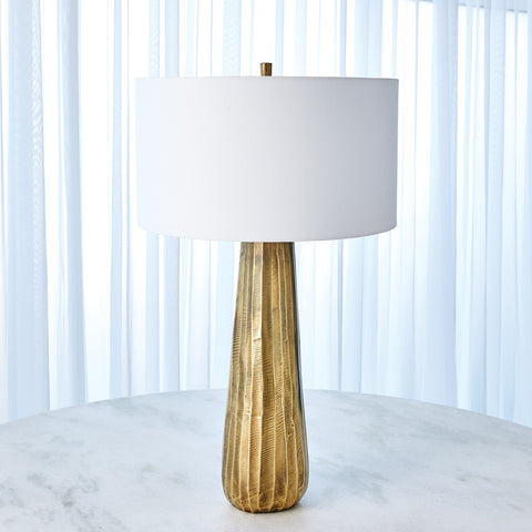 Chased Table Lamp Round Antique Brass