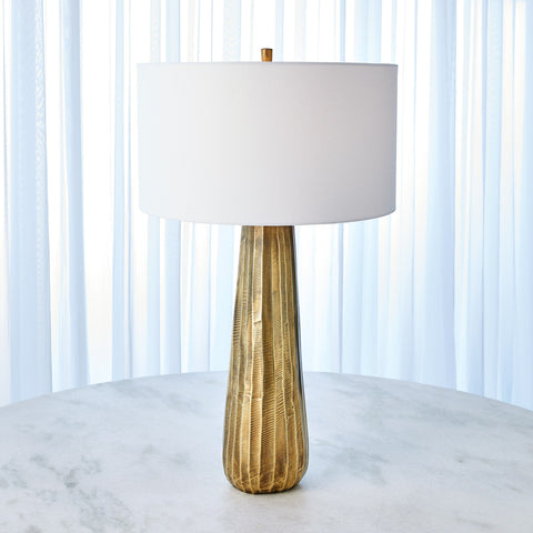 Chased Table Lamp Round Antique Brass