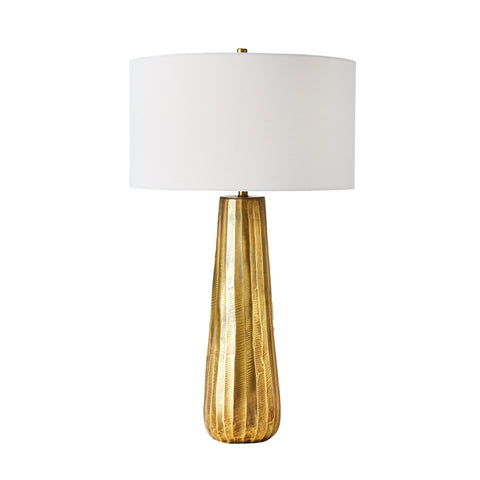 Chased Table Lamp Round Antique Brass