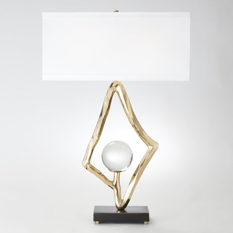 Abstract Lamp with Crystal Sphere Gold/Nickel