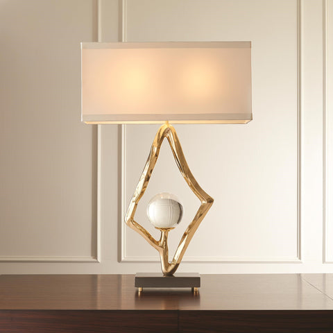 Abstract Lamp with Crystal Sphere Gold/Nickel