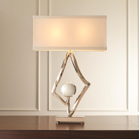 Abstract Lamp with Crystal Sphere Gold/Nickel