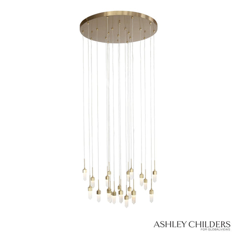 Leo Chandelier Round 20-Drops Satin Gold