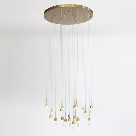 Leo Chandelier Round 20-Drops Satin Gold