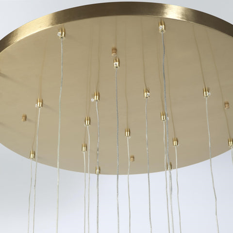 Leo Chandelier Round 20-Drops Satin Gold