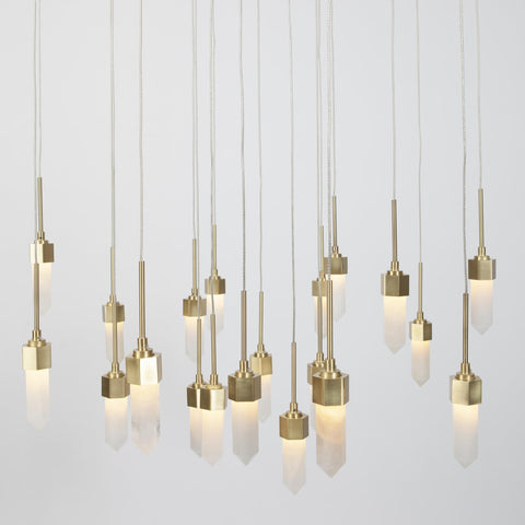 Leo Chandelier Round 20-Drops Satin Gold