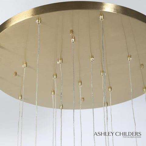 Leo Chandelier Round 20-Drops Satin Gold