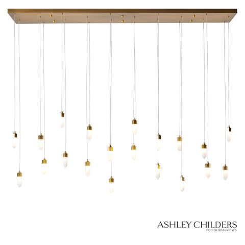 Leo Chandelier Rectangle 20-Drops Satin Gold