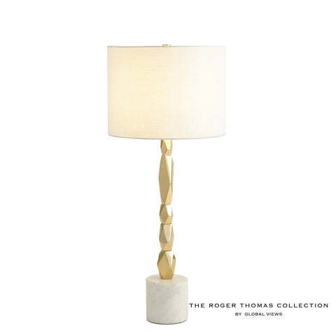 Facet Block Table Lamp Brass