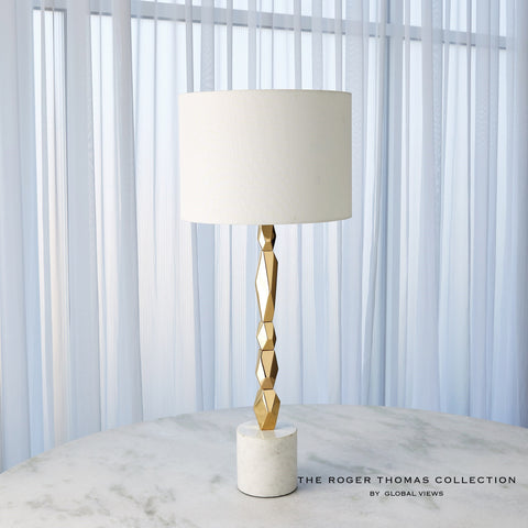 Facet Block Table Lamp Brass