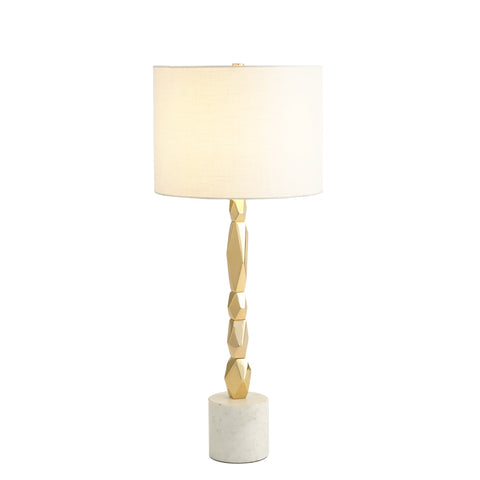 Facet Block Table Lamp Brass