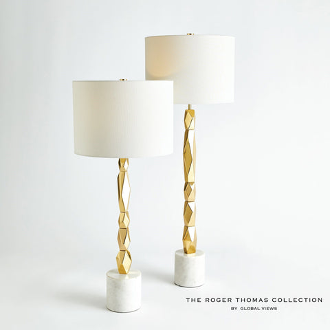 Facet Block Table Lamp Brass