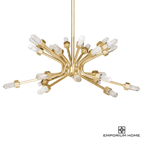 Quartz Burst Chandelier Satin Gold